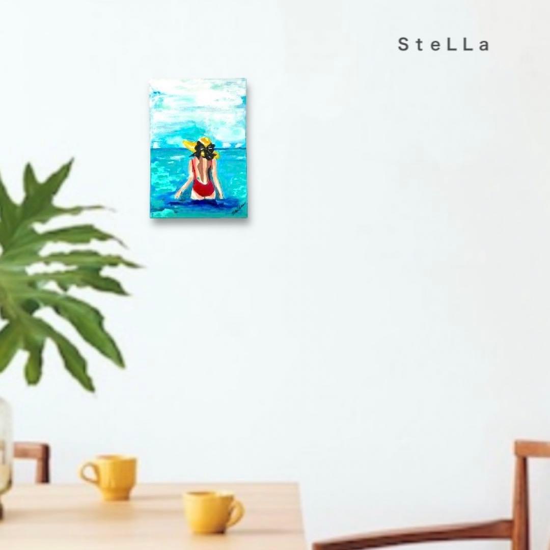 現代アート インテリア　抽象画　アート　北欧アート　人物画　海　空　波　ブルー