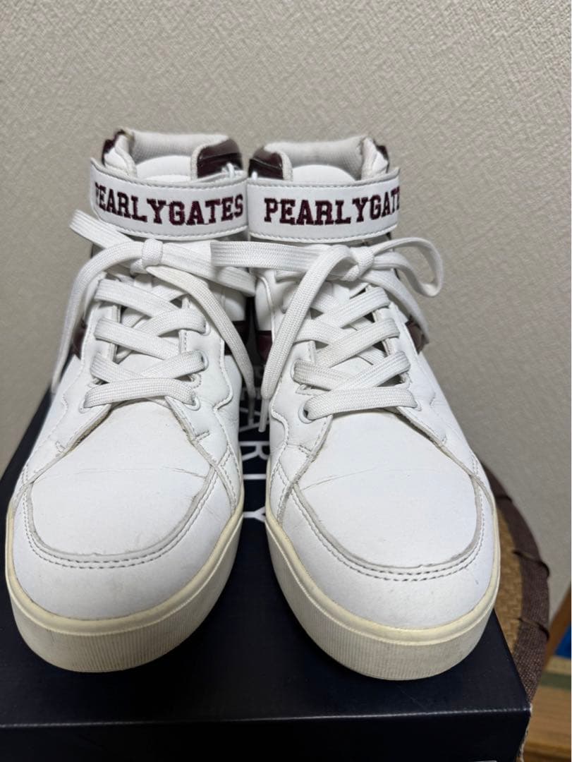 【1度のみ使用】23.5 PEARLY GATES ハイカットスニーカー 89