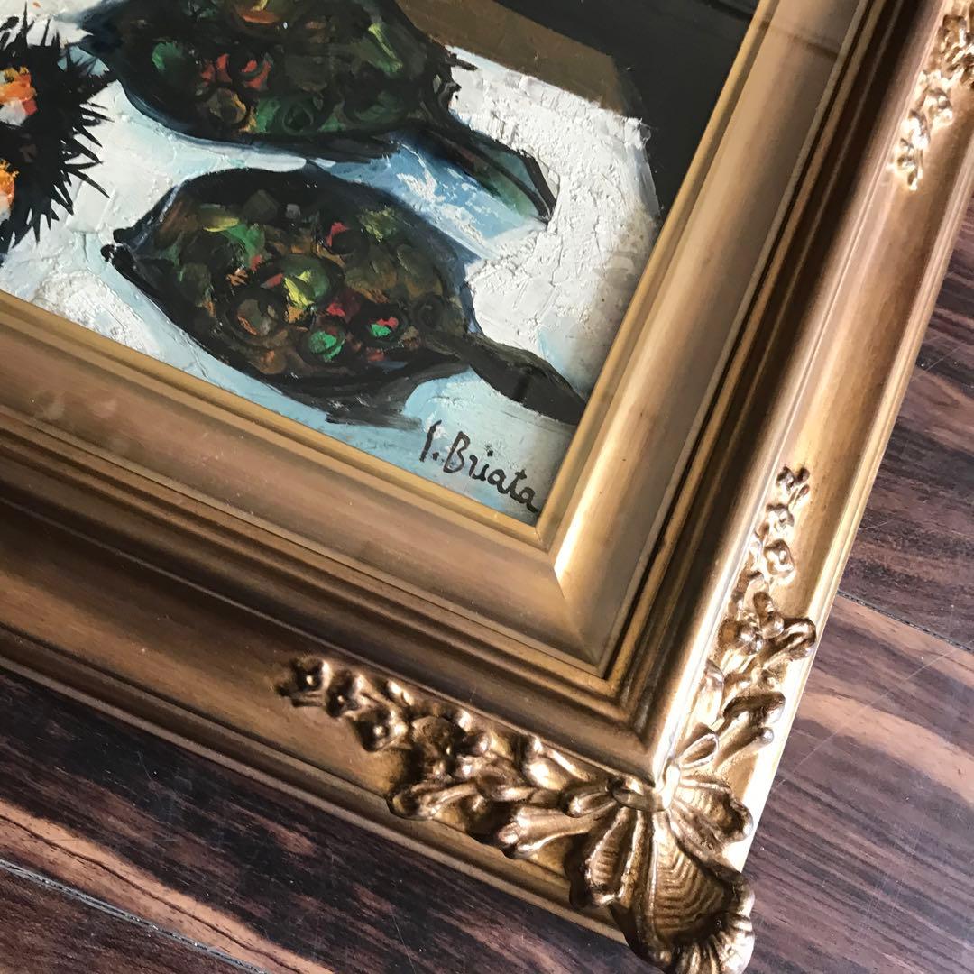 油絵 サイン有り「Les Deux TURBOTS.」油彩 油画 B