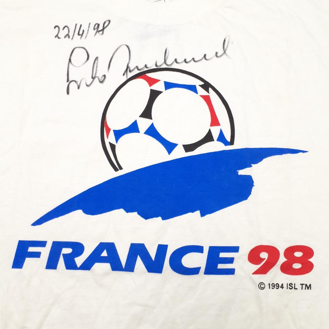 新品未使用タグ付◎1998 FIFA フランスW杯 サイン入り記念Tシャツ 希少