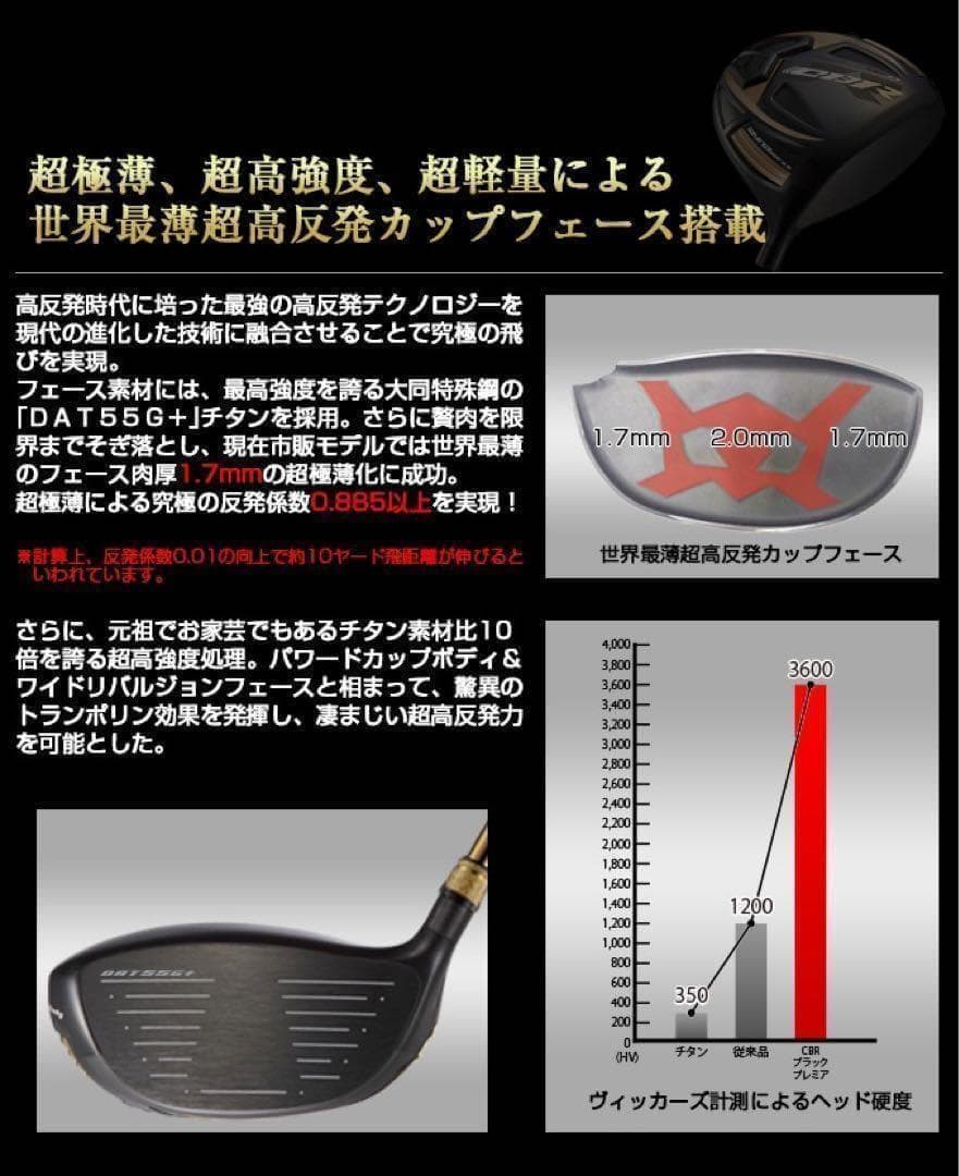 新品！ワークスゴルフ 超高反発CBRブラックプレミア★USTマミヤシャフト仕様