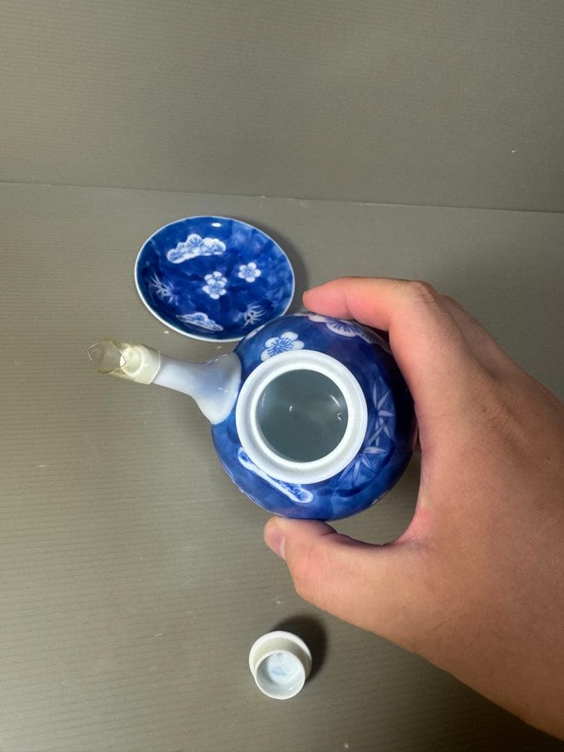 2524 深川製磁　松竹梅文　醤油差し(受け皿付き)  未使用