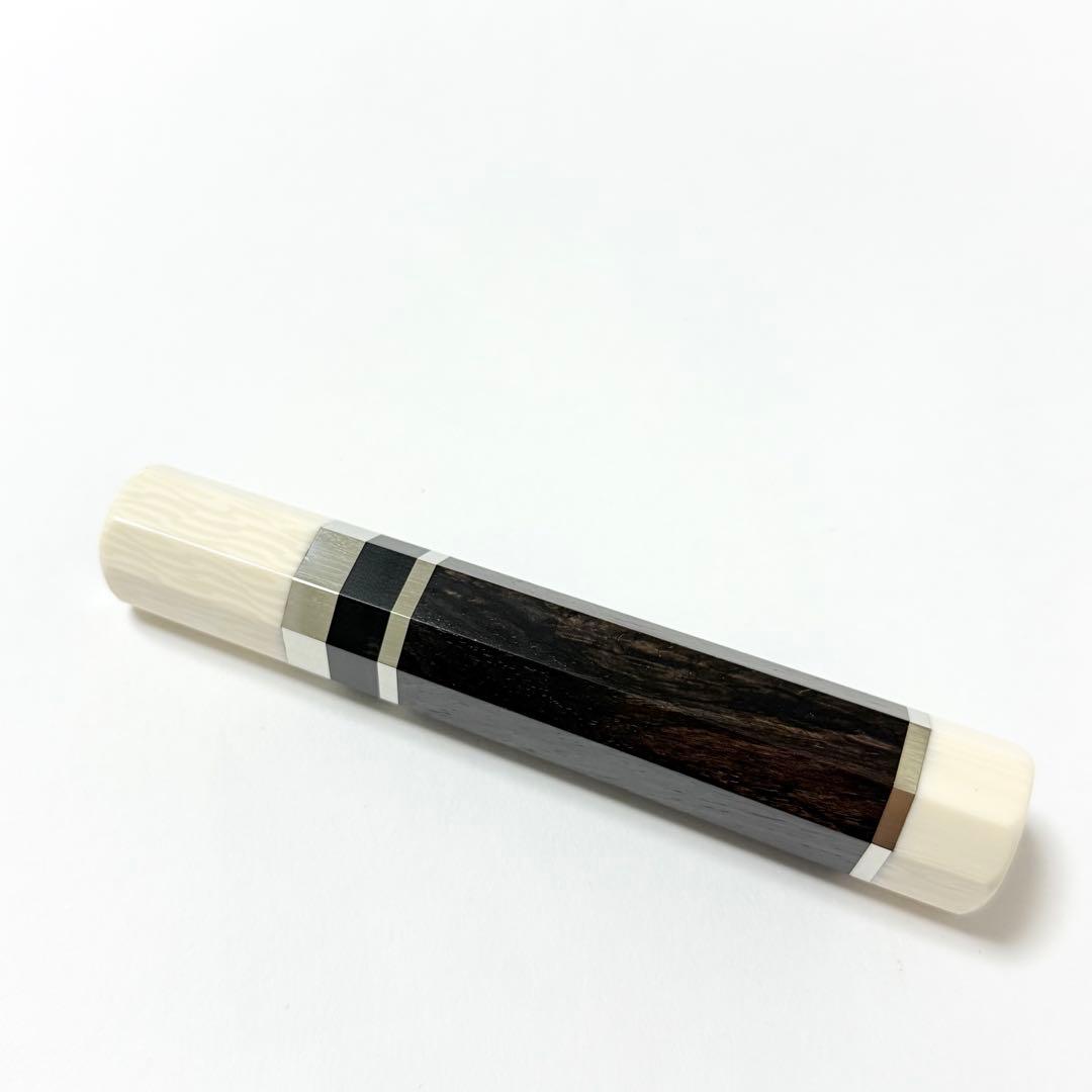 三段銀巻 人工象牙 薄刃7寸 黒檀 八角柄 薄刃210 手作り 包丁の柄