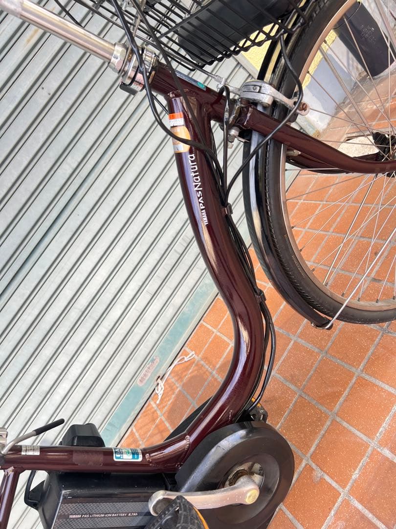 関西限定ヤマハ電動アシスト自転車タイヤ26インチバッテリー 8.7Ah ブラウン