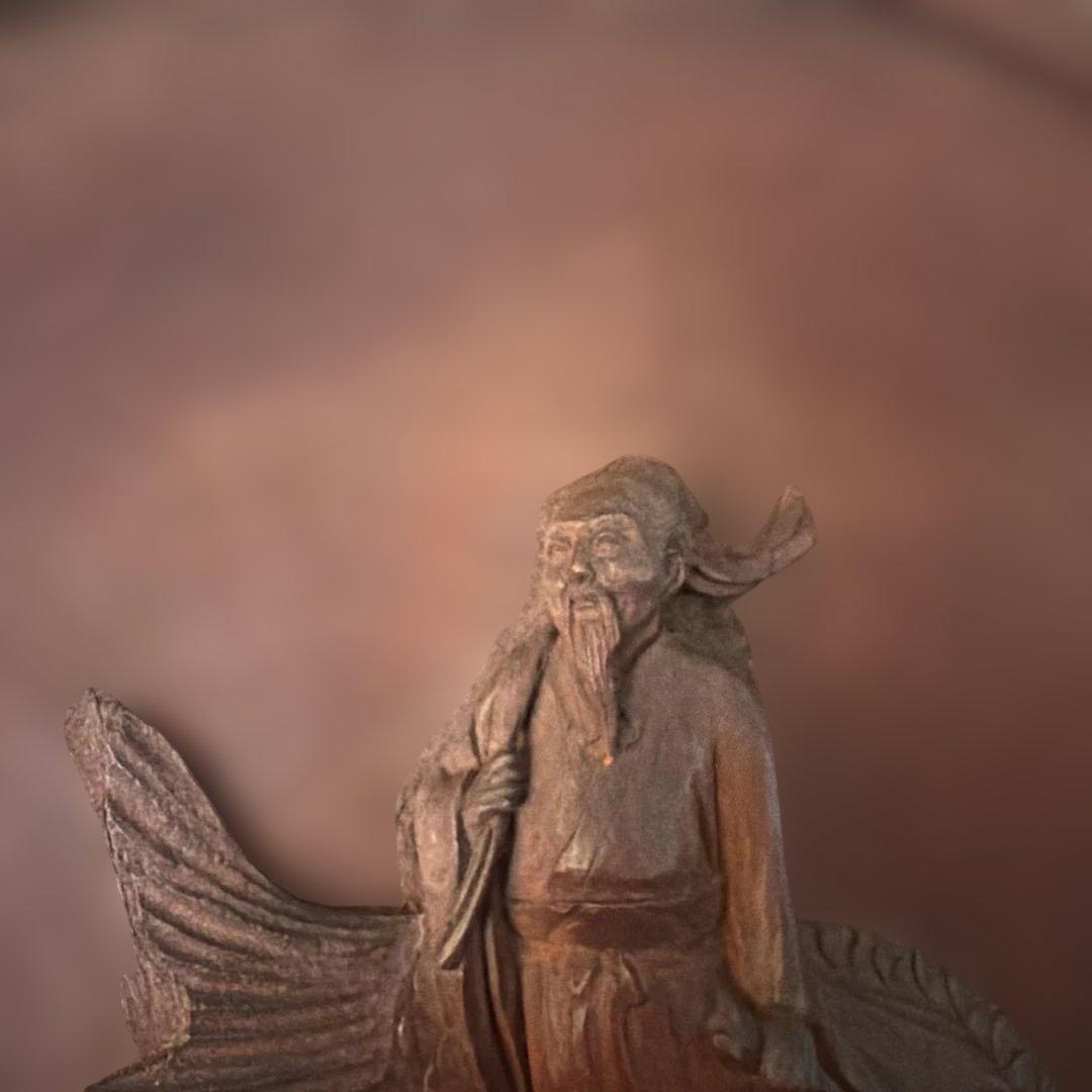 鯉仙人　彫刻　飾り皿　光月作