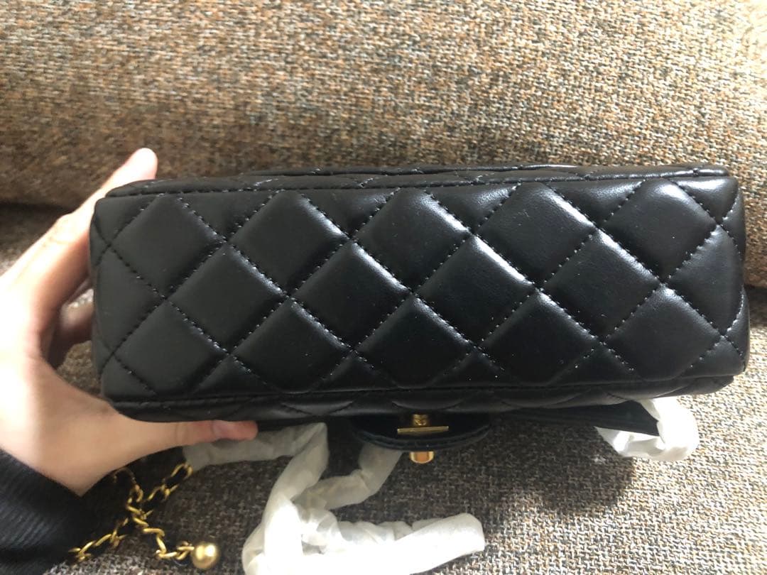 CHANEL ノベルティ キャビアスキン ショルダーバッグ ブラック ゴールド