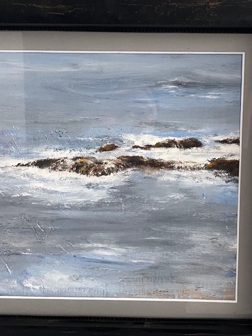 【自作油彩画】 【自作額縁】「南白浜の海」F6号