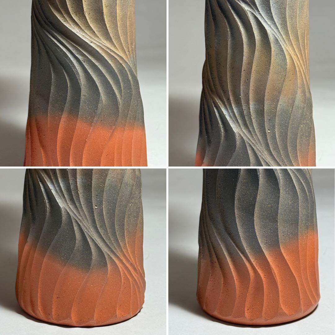 ◆【小西洋平】作 窯変花入 常滑焼 花器 花瓶 花生 茶道具 日本工芸会正会員◆