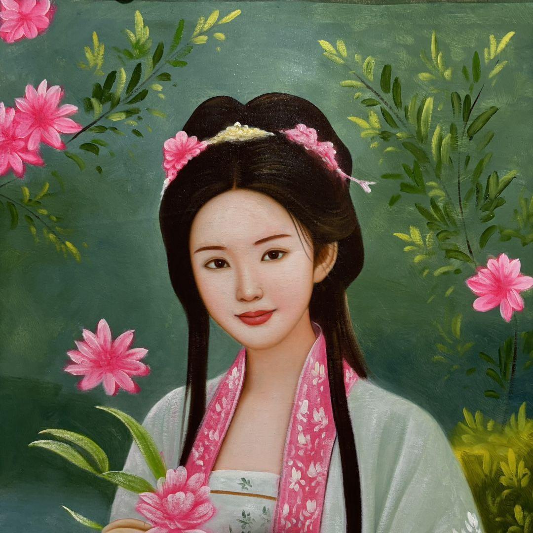 手描き 水彩油画 人物画 陳逸鸣 人物図 中国絵画 約70×100cm 未表装