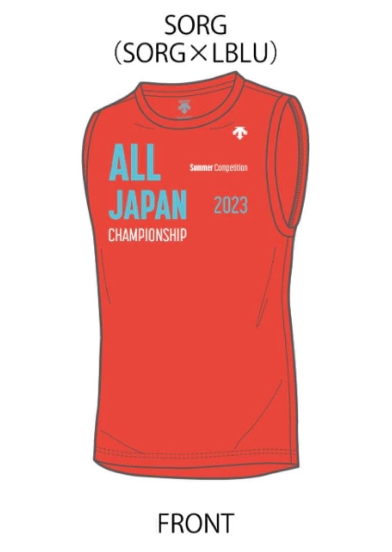 デサント インターハイ バレーボール ノースリーブ Tシャツ オレンジ L