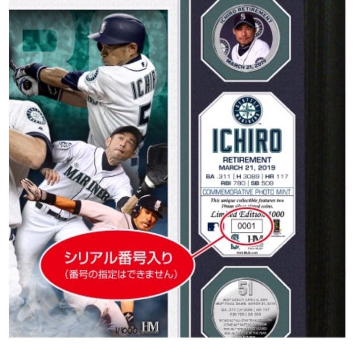 世界限定１，０００枚　郵便局のネットショップオリジナルイチローフォトミント