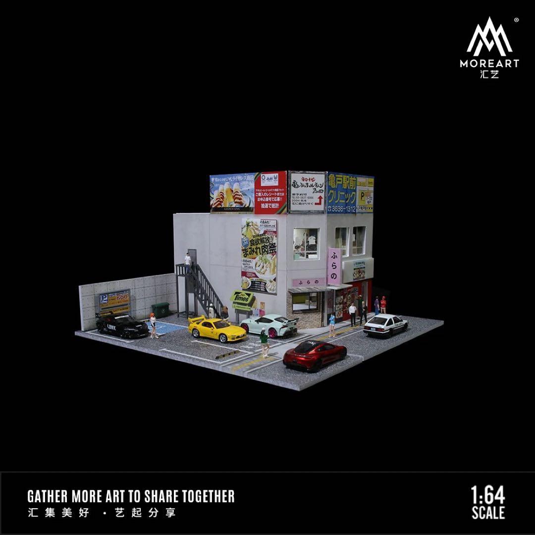 新発売MoreArt 1/64【日本の商業ビル】ジオラマ駐車場 付き