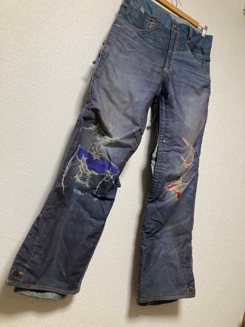 686 55 diesel コラボ　ダメージ加工　スノーボードパンツ　デニム
