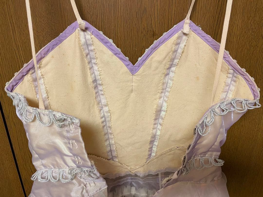 パープル サテン チュールドレス スリーブレス