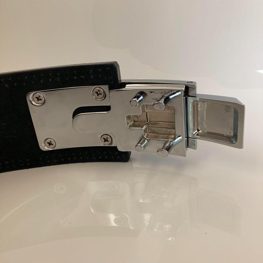 パワーベルト 本革 レバーアクション ワンタッチ可変式 XL 艶銀バックル