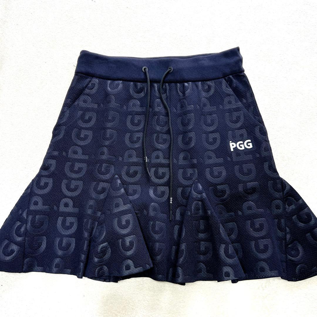 美品 PGG ポリエステルヤーン ロゴエンボス セットアップ ゴルフ