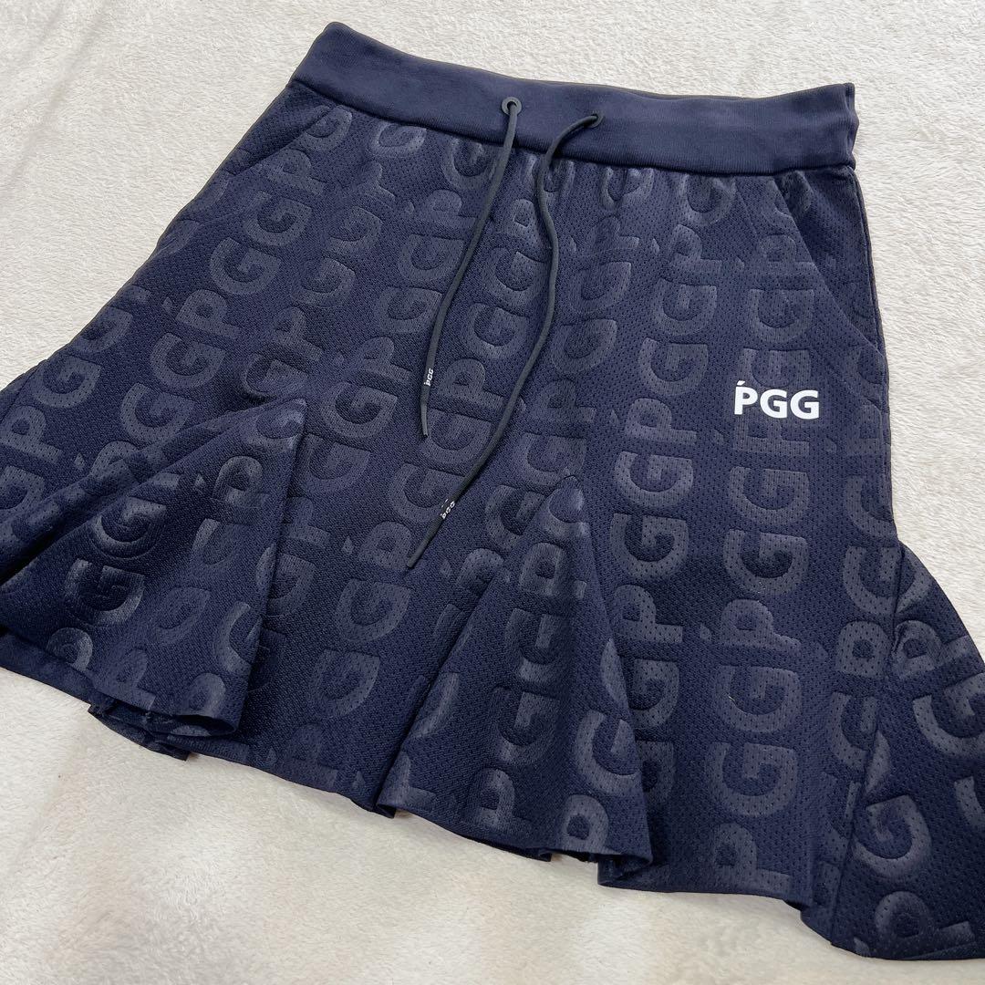美品 PGG ポリエステルヤーン ロゴエンボス セットアップ ゴルフ