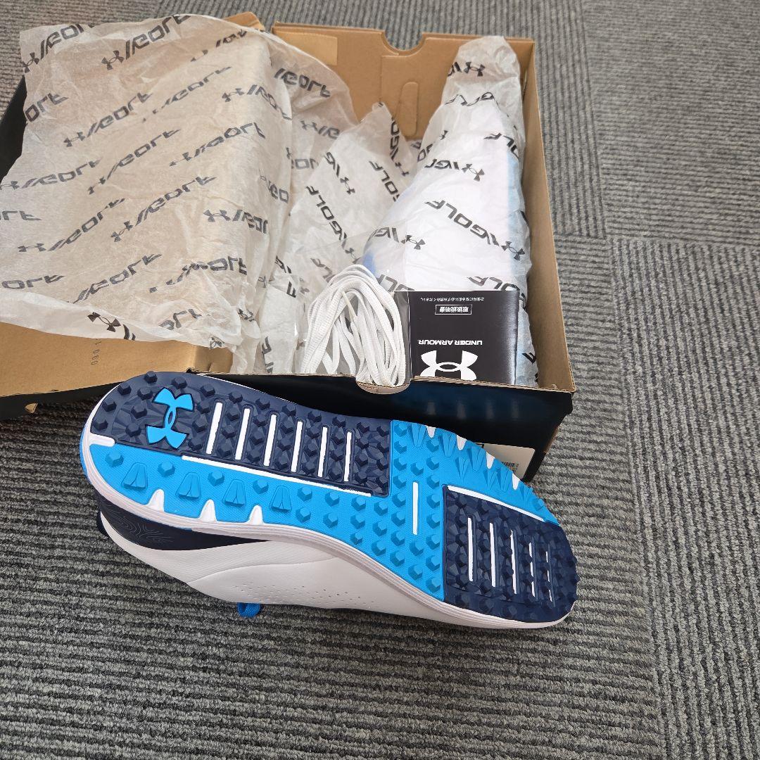 [新品]Under Armour ゴルフシューズ ホワイト/ブルー28cm