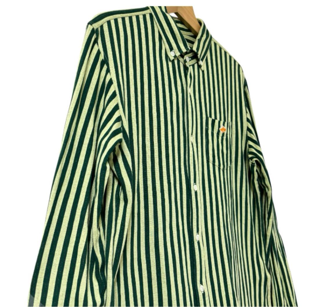 【極美品】パーリーゲイツ　ストライプ　長袖シャツ　5 メンズ　ゴルフ　グリーン