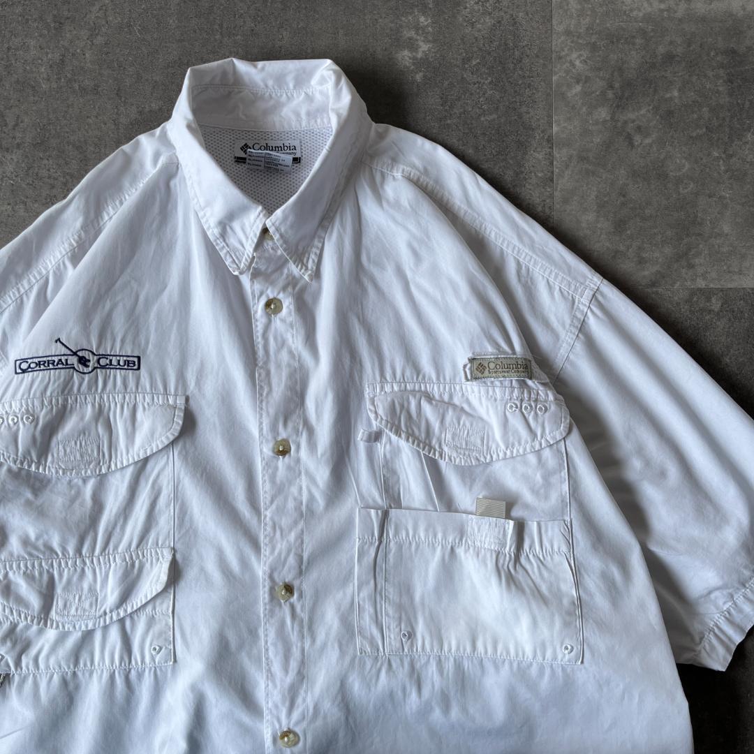 00s Columbia フィッシングシャツ 多ポケット XXL 白 A254
