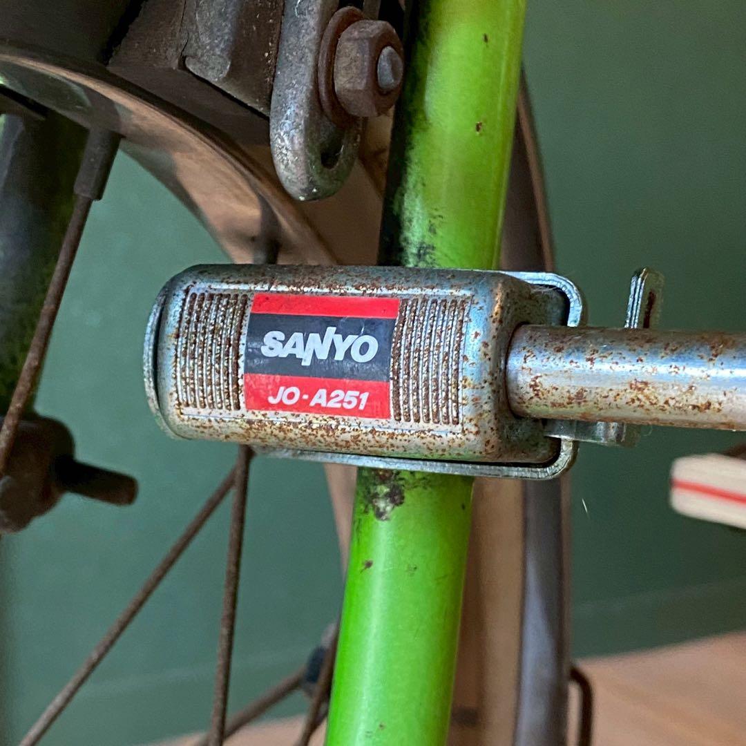 自転車 昭和レトロ 当時物 ママチャリ 緑 グリーン インテリア レトロポップ