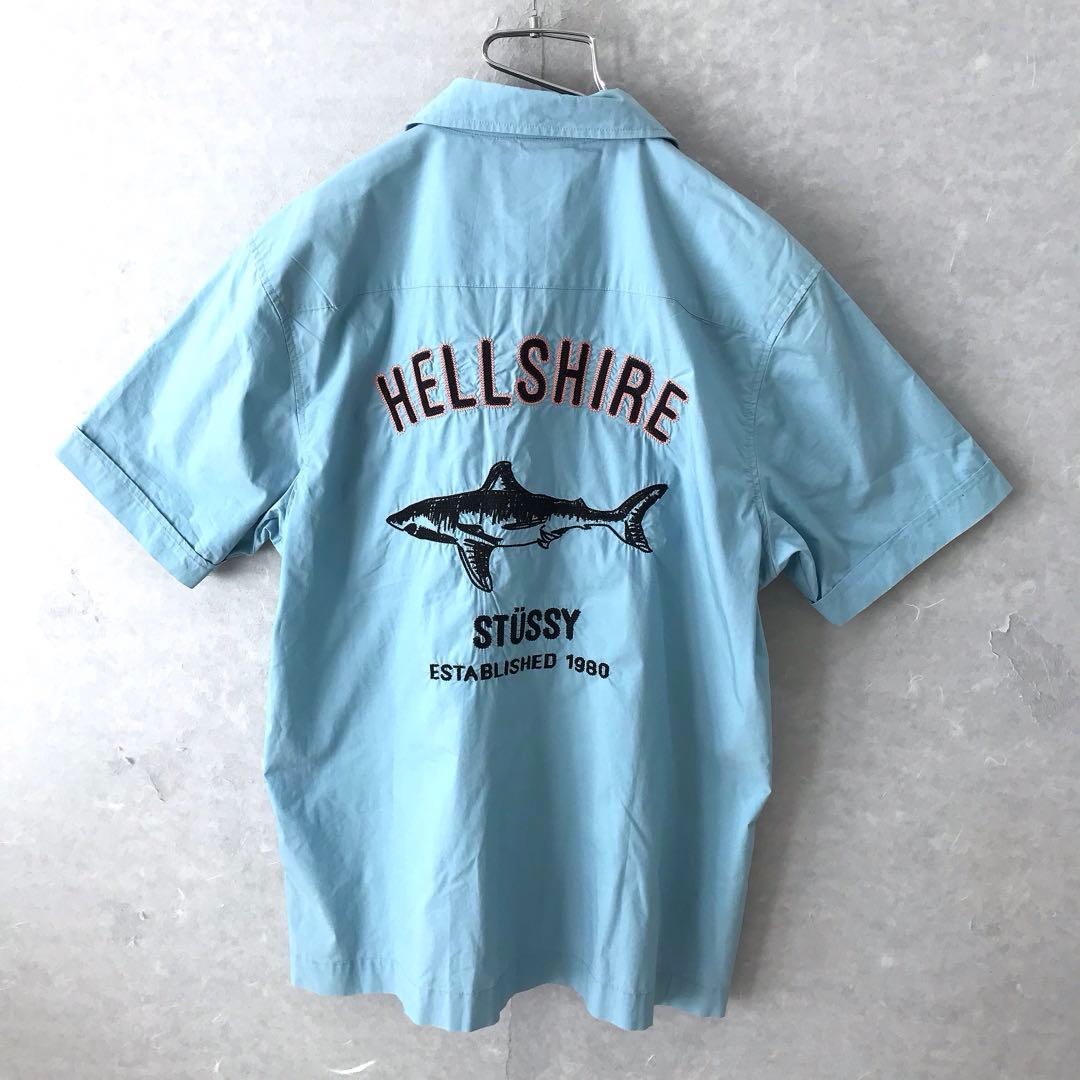 STUSSY シャーク ボーリングシャツ 美品 希少 ブルー ＸＬ