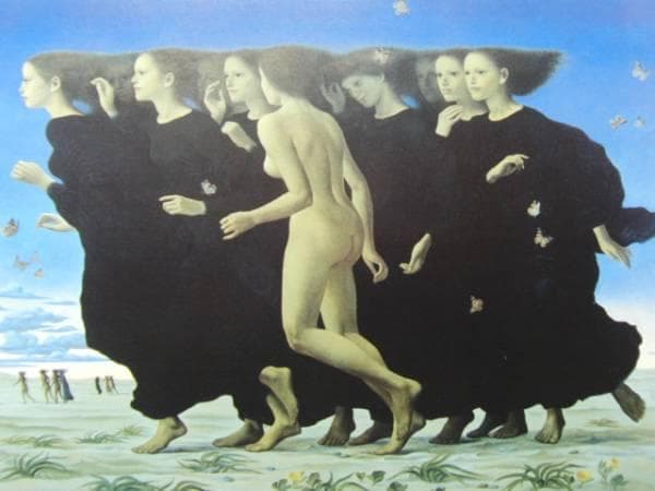 国領経郎、『風』、希少画集画、裸婦、高級新品額・額装付、版上サイン入り