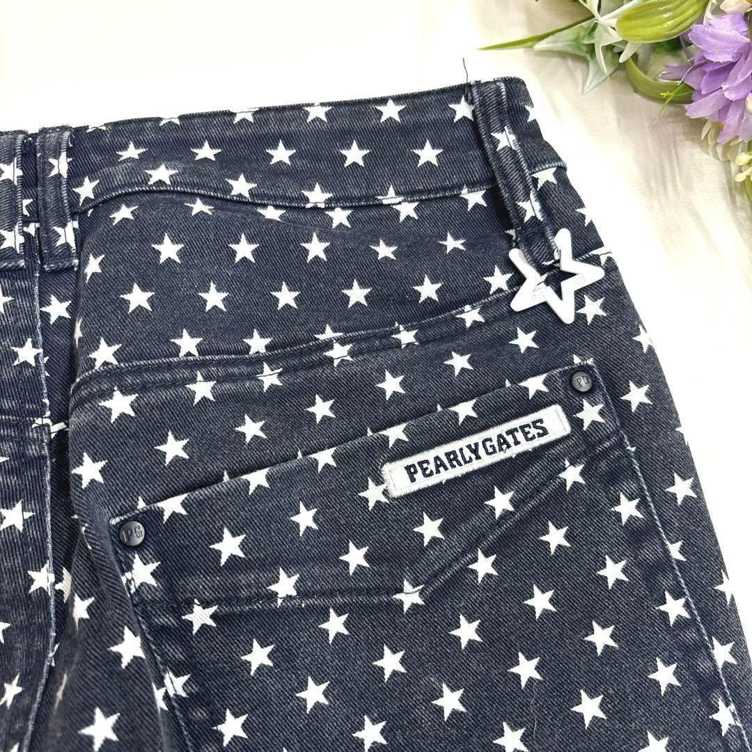 パーリーゲイツ　0/S ロングパンツ　星スター柄　総柄　ビンテージ加工 通年