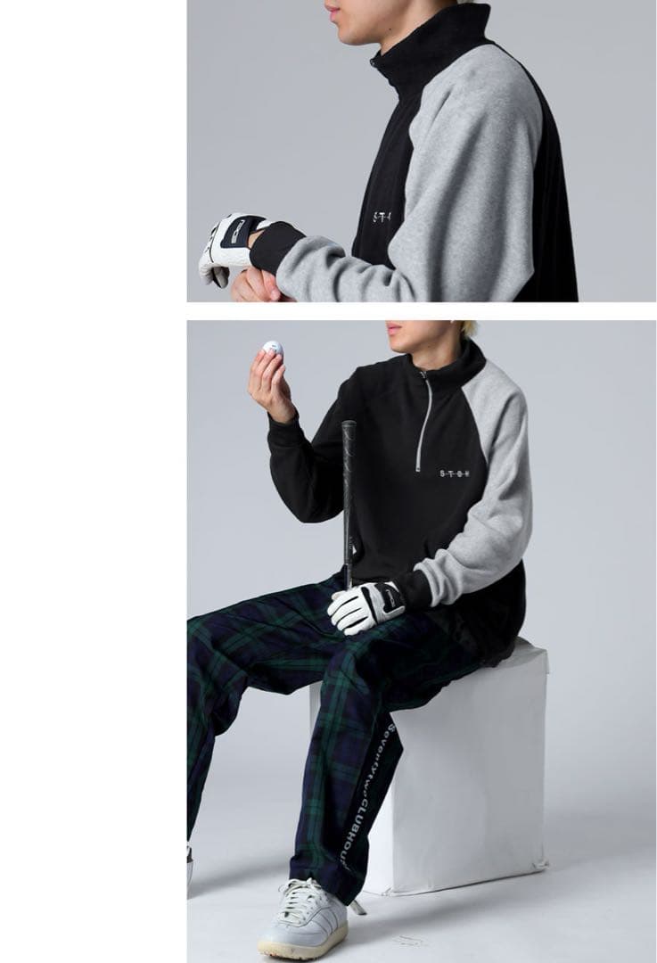 完売品＊ANTIQUA GOLF × STCH＊ロゴ入りフリーストップス 黒