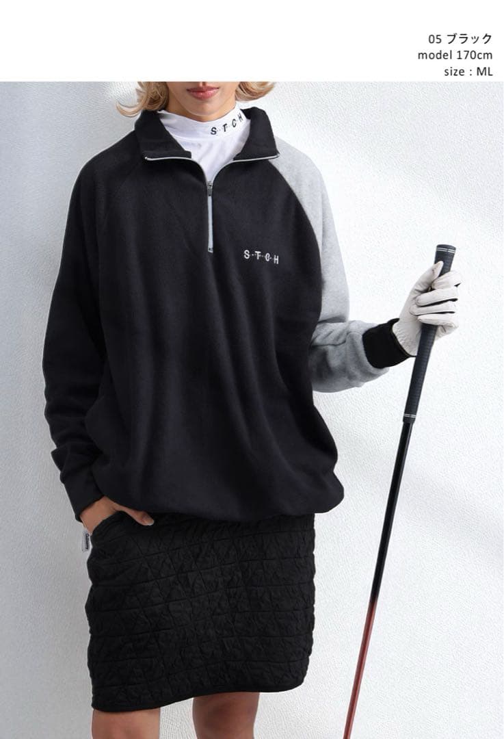 完売品＊ANTIQUA GOLF × STCH＊ロゴ入りフリーストップス 黒