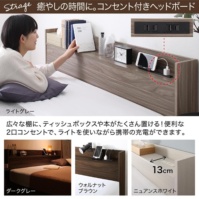 最安値！マットレスなし セミダブルベッド 収納 コンセント 送料込み！ 25