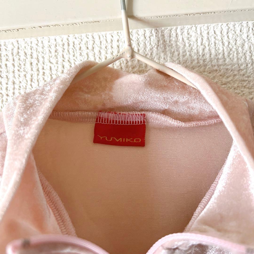 YUMIKO ピンク レオタード ハイネック　ベロア