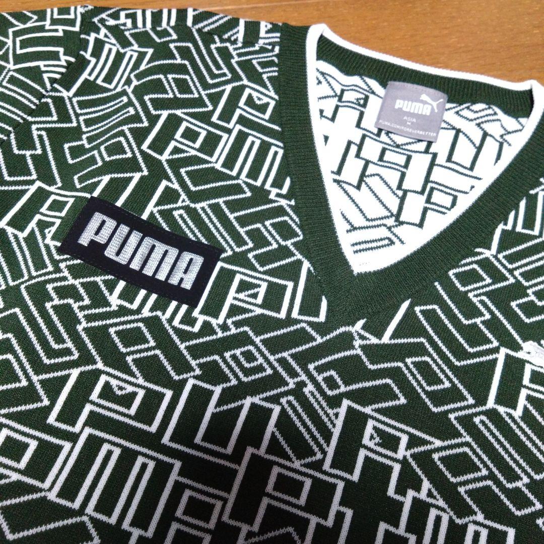 新品　PUMA GOLF プーマゴルフロゴグラフィック Vネックセーター　M