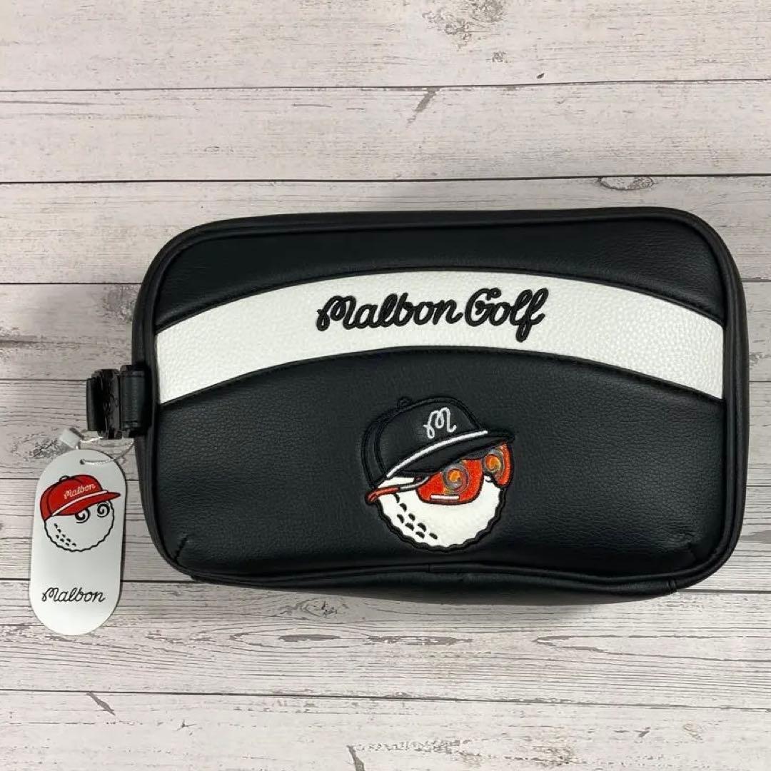 Malbon Golf ゴルフポーチブラック&ホワイト
