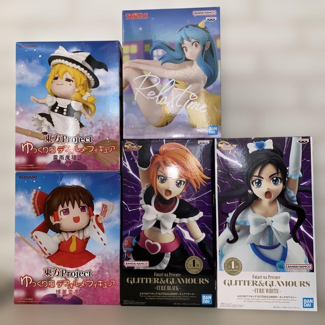 ふたりはプリキュア　うる星やつら　魔理沙　霊夢フィギュア　５点セット