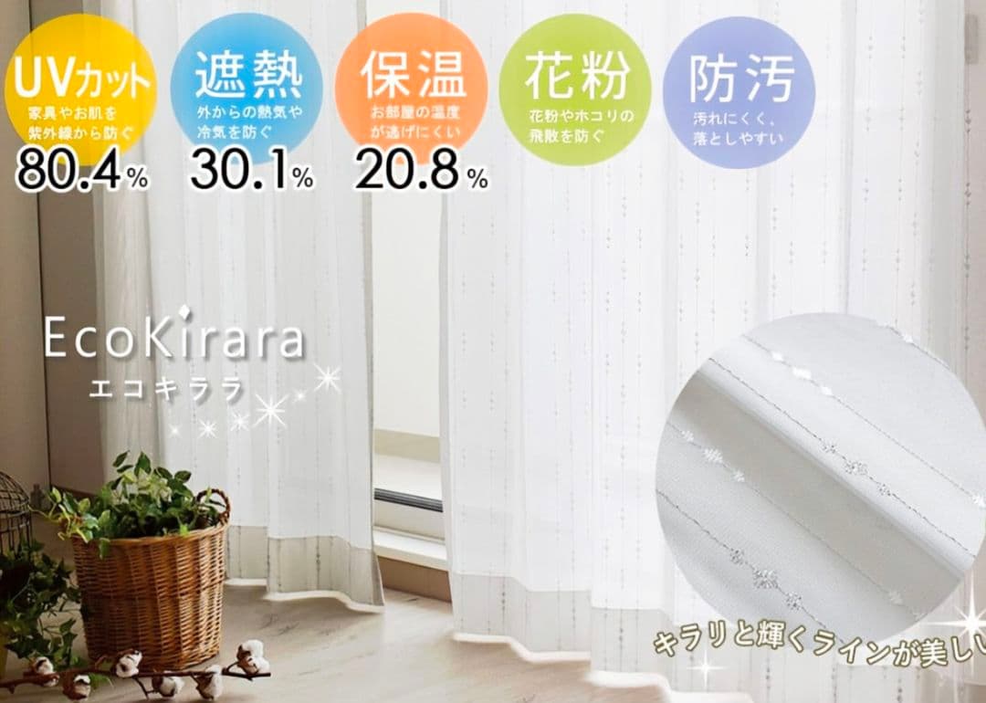 新品未使用　高機能カーテン　３セット　花粉　100×100cm　80×100cm