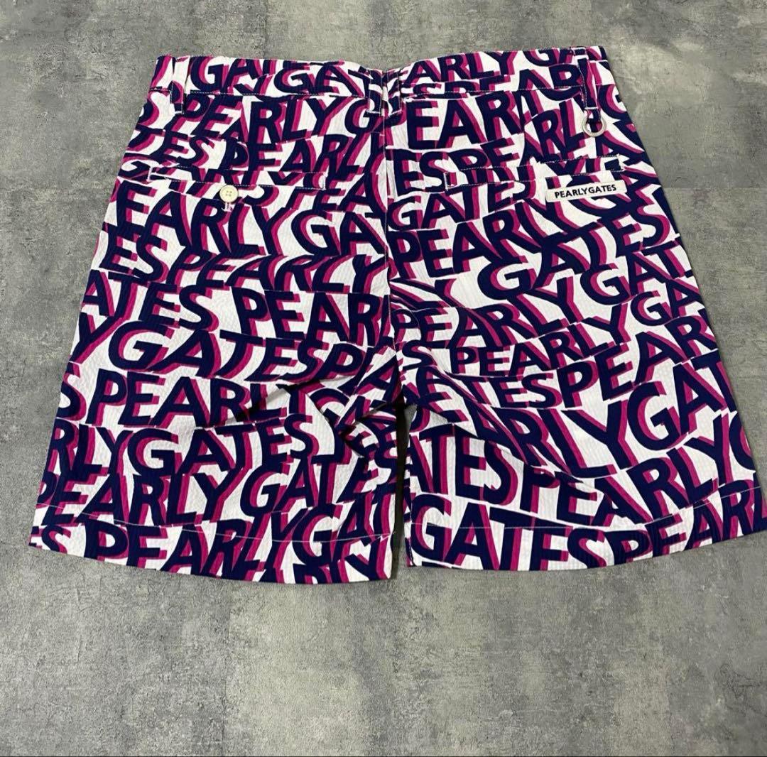 【新品】パーリーゲイツ　ショートパンツ　ハーフパンツ　Lサイズ　ピンク　英字総柄