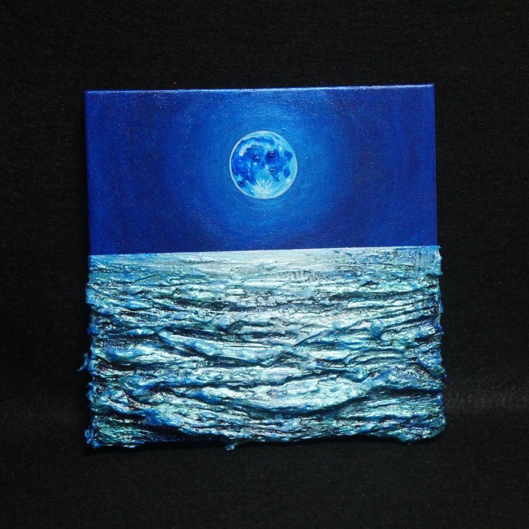 油絵 油彩 油彩画 絵 絵画 アートパネル【スーパーブルームーン 】