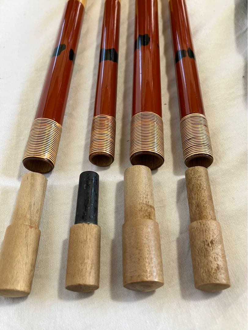 へら竿用竿掛けと玉の柄セット　寿光作