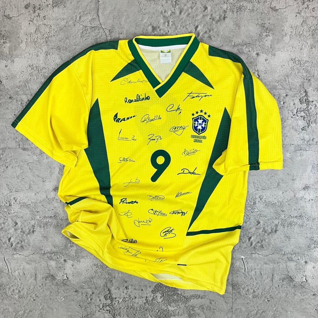 サッカーブラジル代表 #9 スーベニア ゲームシャツ 古着 プリントサイン L