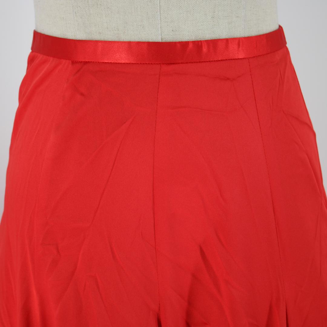 【美品 フラメンコ衣装】レッド ファルダ スカート 赤 光沢 軽い レッスン
