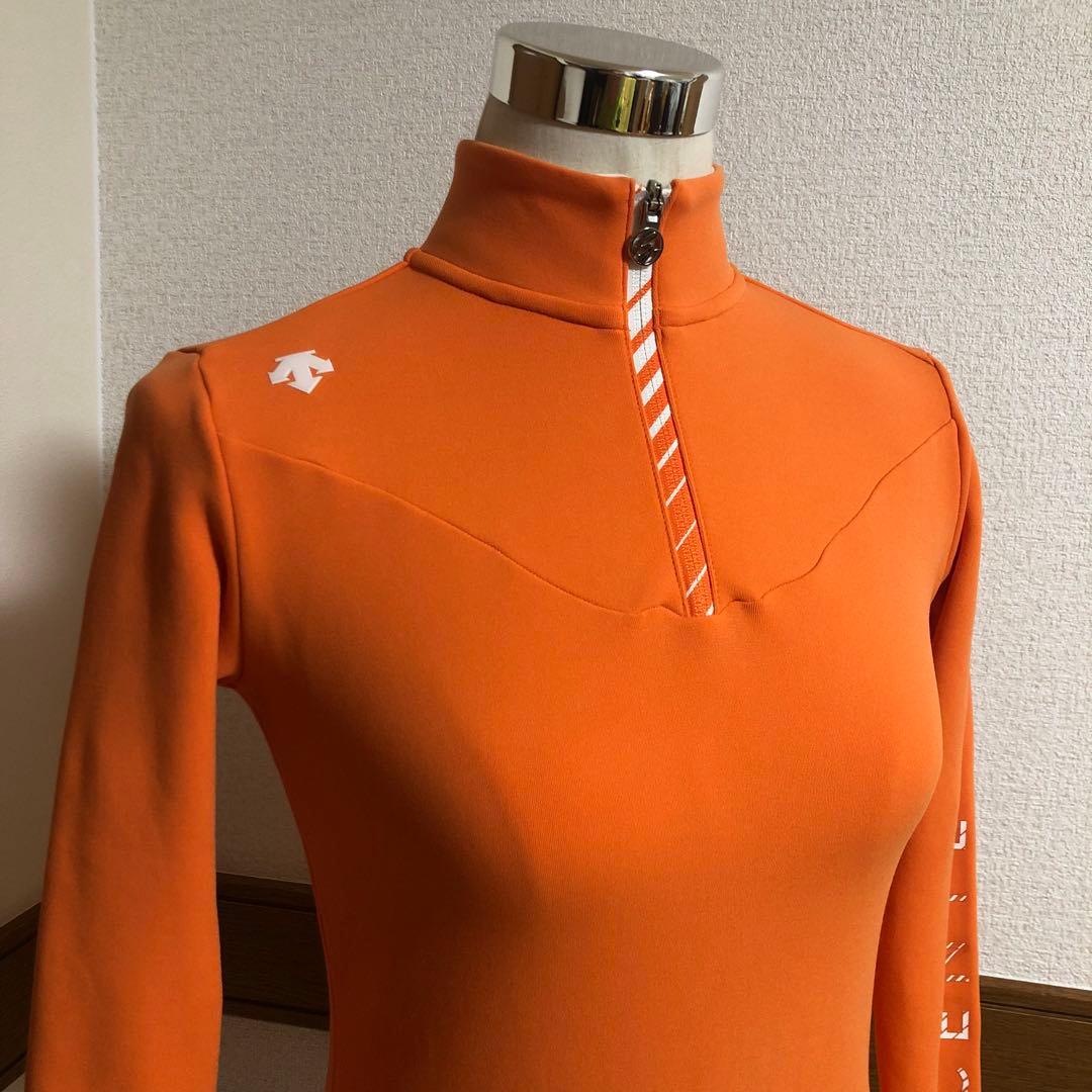 デサントゴルフ ロングスリーブシャツ 裏起毛 オレンジ Sサイズ
