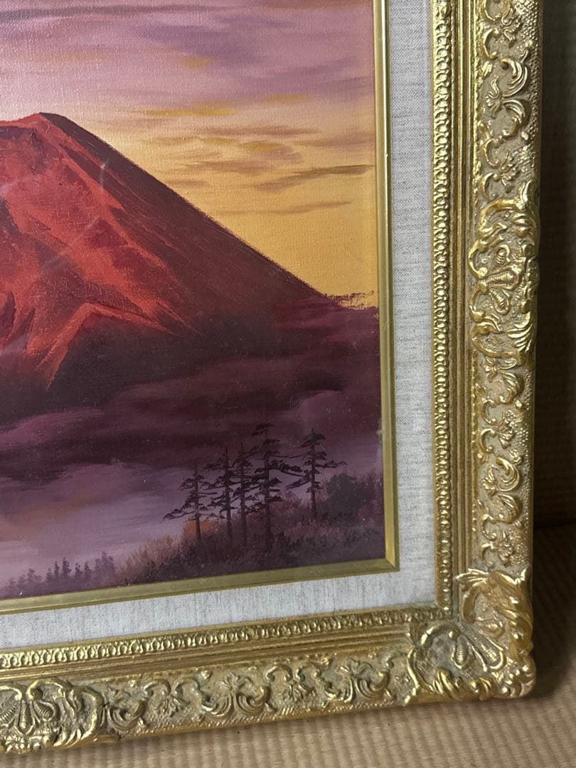 偕*社様 森田　富士山 油彩画 赤富士