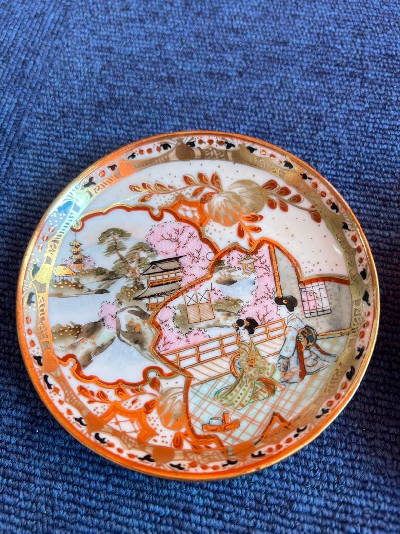 1043 九谷色絵山水人物皿1 客　と　香蘭社鳳凰草花皿1 客　時代物