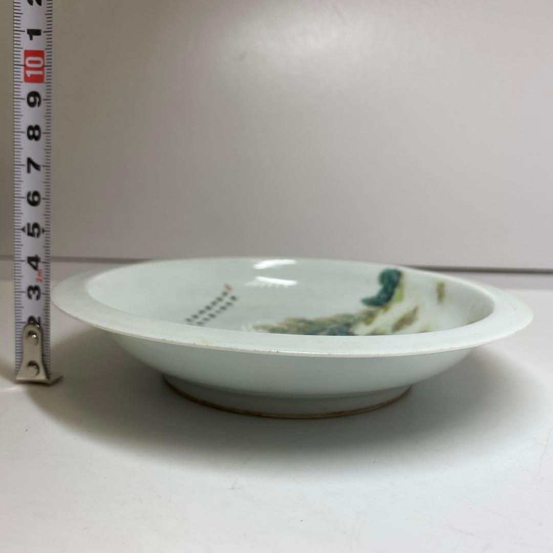 中国美術　粉彩春画皿　幅約16㎝　箱付　タトチ　東さ8-0321☆2F