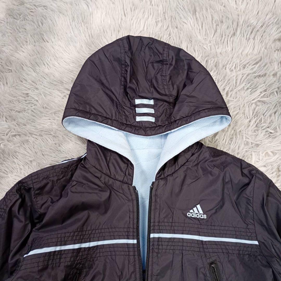 アディダス adidas レディース リバーシブルジャケット M 無地 黒 白