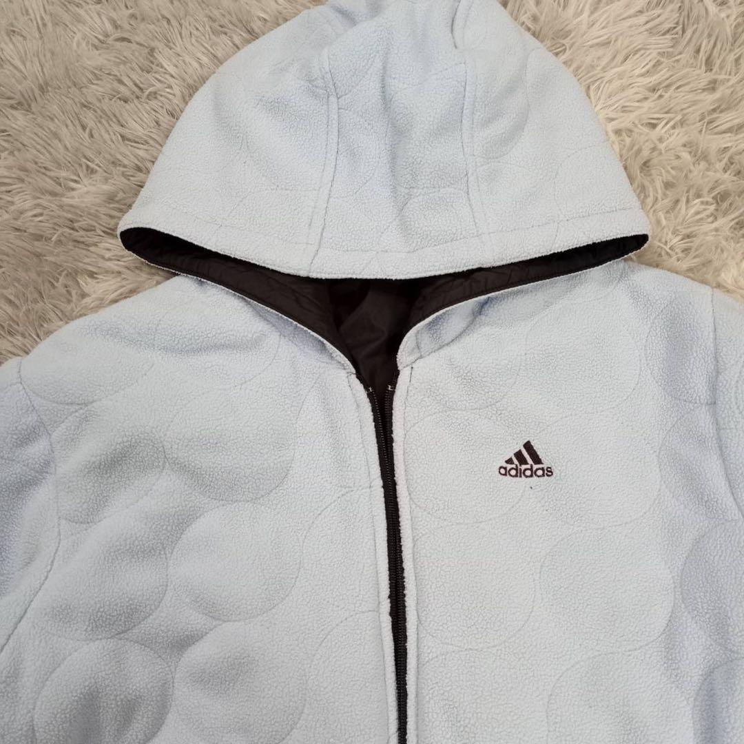 アディダス adidas レディース リバーシブルジャケット M 無地 黒 白