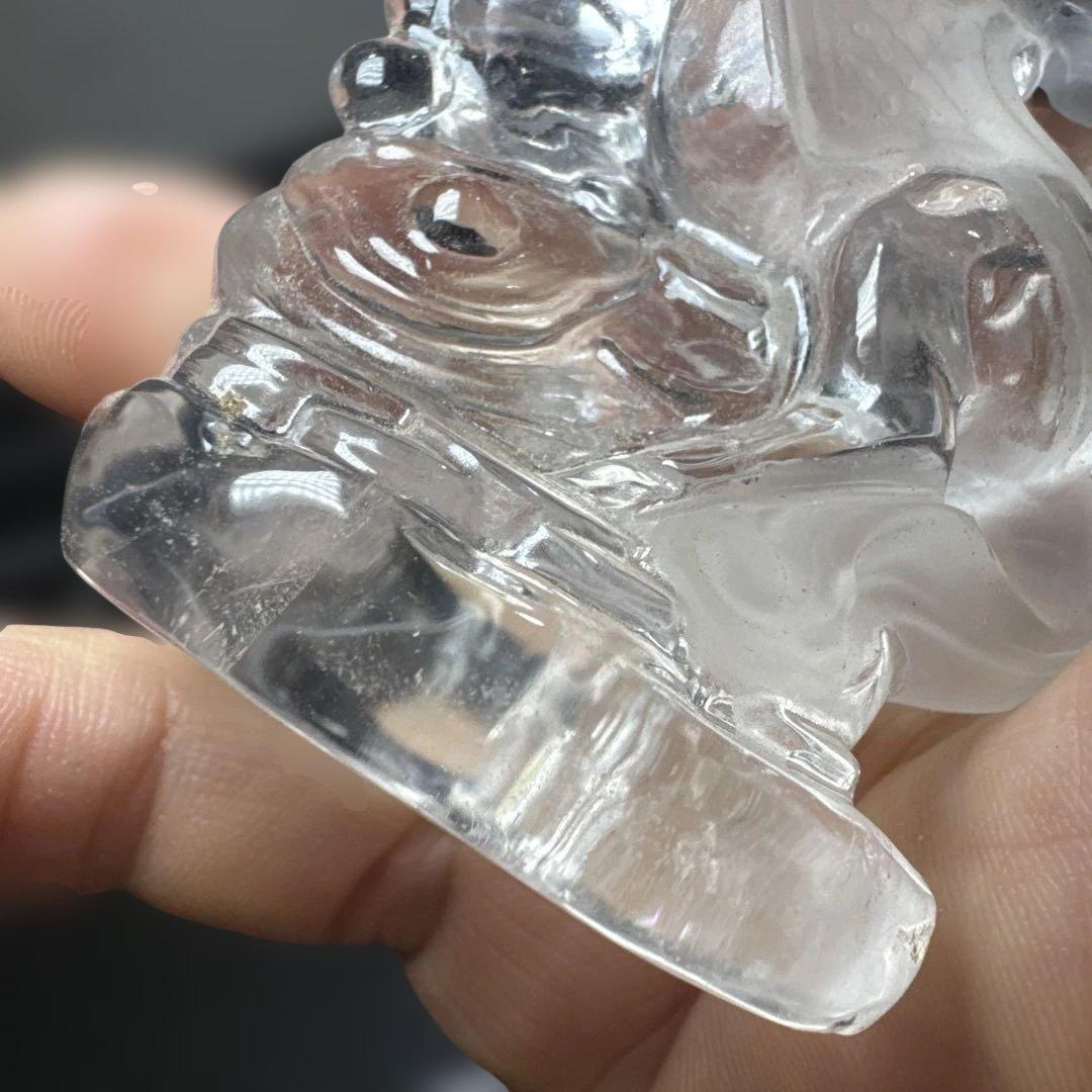 干支駿馬 天然水晶彫刻 8.5cm 台座付 上質品