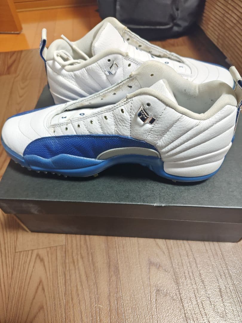 Air Jordan 12 ホワイト/ブルー TW03ゴルフシューズ
