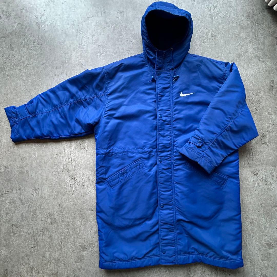 ナイキ 銀タグ 裏ボアベンチコート ブルー L NIKE 90s 刺繍ロゴ